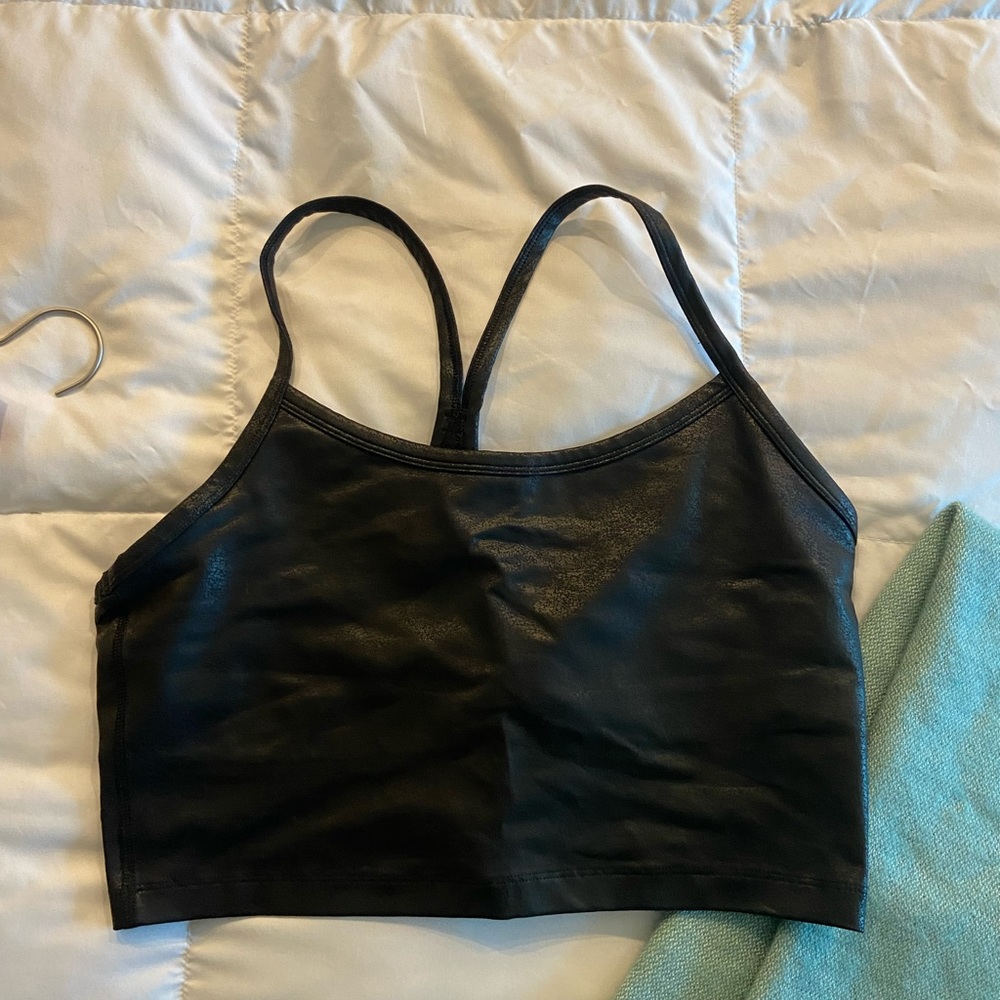 Aerie Faux Shimmery Leather Athletic Top